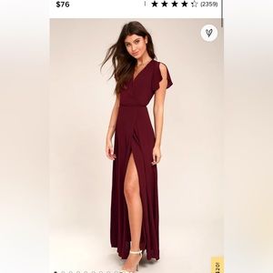 NWT Lulus Heart of Marigold Burgundy Wrap Maxi Dress